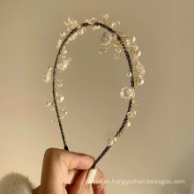 Bandeau fascia per capelli Pearl Headband Luxury Hair Accessories Korean Baroque Handmade Wedding Bride Flower Hairband Vintage For Women Girls Gift
